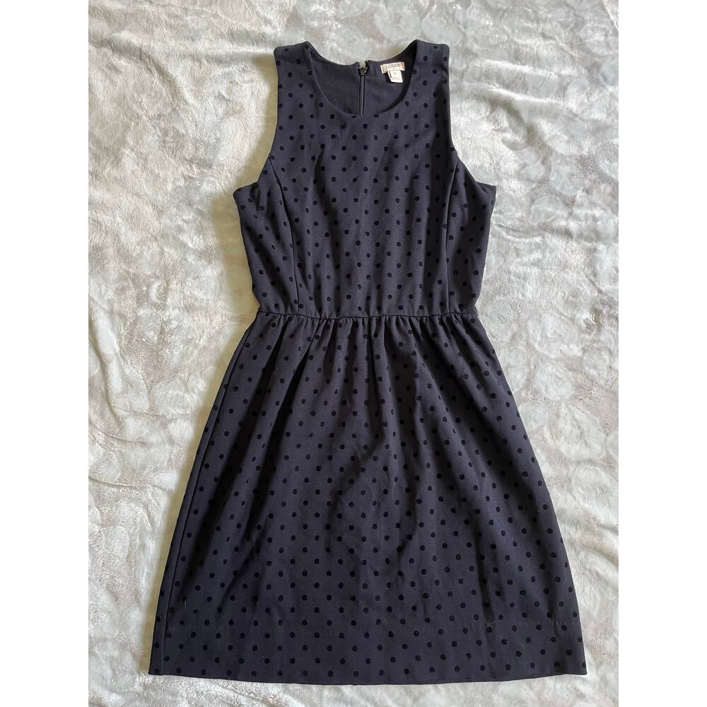 J. Crew Factory Women's Size Small Black Sleeveless Clip Dot Fit & Flare Dress - Picture 2 of 3